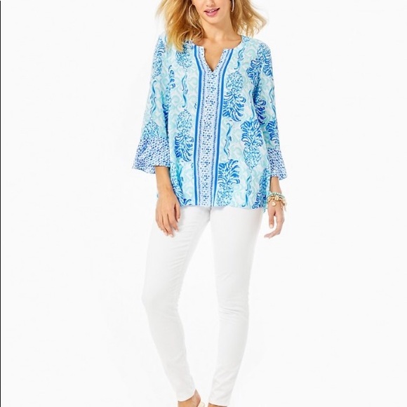 NWT XL Lilly Pulitzer Keona Out Of The Blue Tunic - Picture 4 of 4